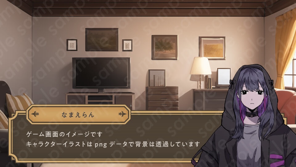 【ミステリー系立ち絵素材】黒マスクをしたダウナー系10代女子(紫髪)のイラスト・差分4種