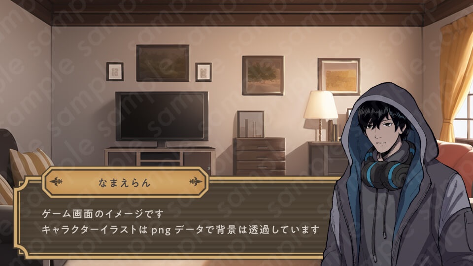 【ミステリー系立ち絵素材】フードを被った怪しげな10〜20代男性(黒髪)のイラスト・ヘッドフォン着用・差分3種