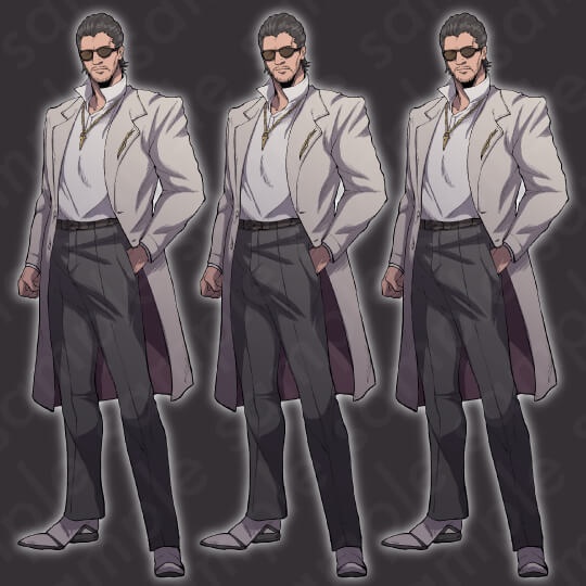 【ミステリー系立ち絵素材】お金持ちな雰囲気のサングラスをかけた40〜50代男性のイラスト・差分3種