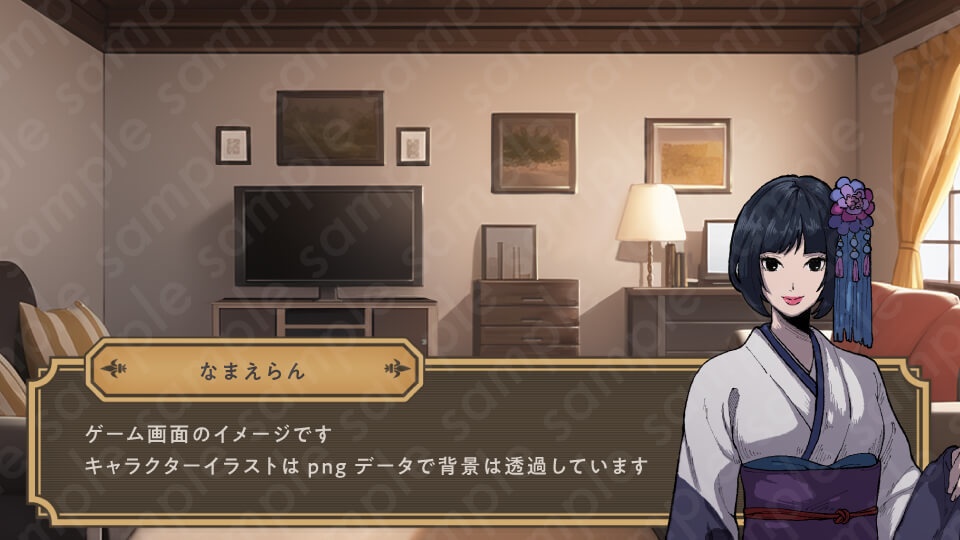 【ミステリー系立ち絵素材】着物を着た美しいショートカットの女性のイラスト・女将・差分3種