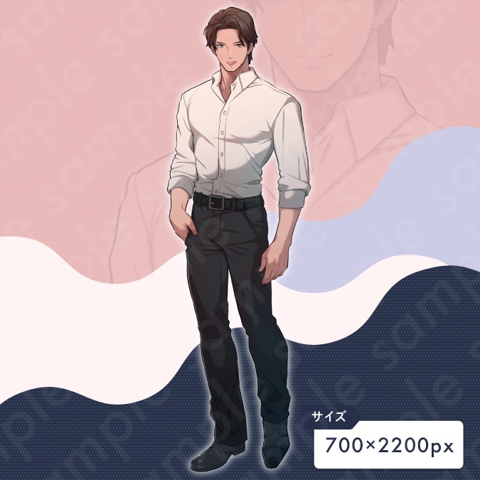 【立ち絵素材】ガタイが良い茶髪成人男性のイラスト・上司・サラリーマン・スーツ・現代・全身表情10種+α