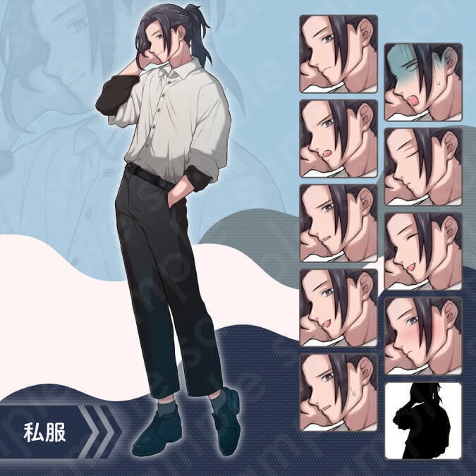 【立ち絵素材6人セット】スーツや私服姿などの成人男性女性キャラクターイラスト・全身表情10種+α