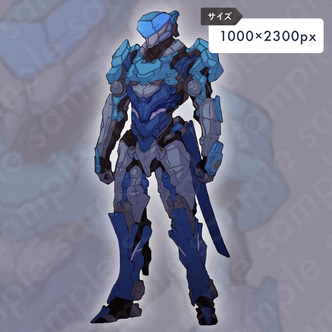 【ペン画立ち絵素材】SF系・近未来の装備をした全身スーツ男性のイラスト・ファンタジー・戦闘服・差分4種