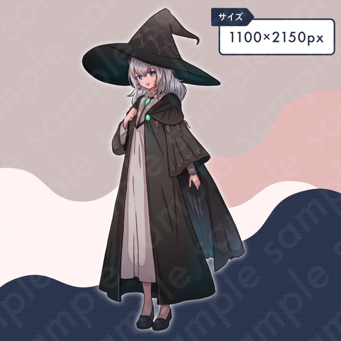 【立ち絵素材】魔女見習いの銀髪女性のイラスト・ファンタジー・10代・全身表情10種+α