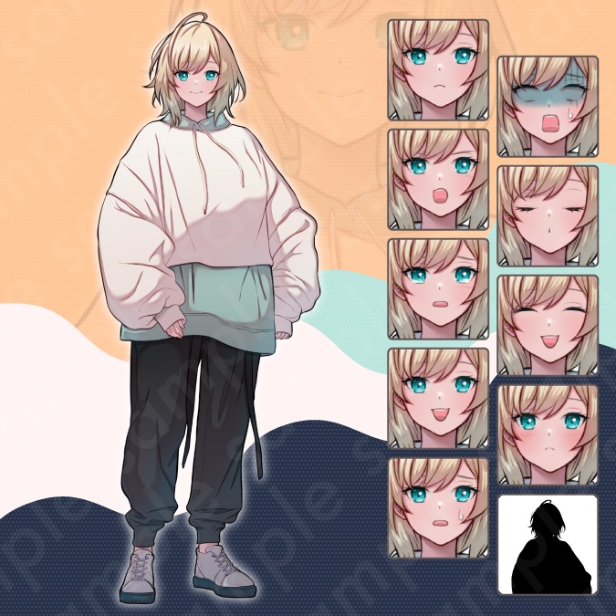 【立ち絵素材6人セット】私服姿などの10代〜20代・男性女性キャラクターイラスト・大学生・全身表情10種+α