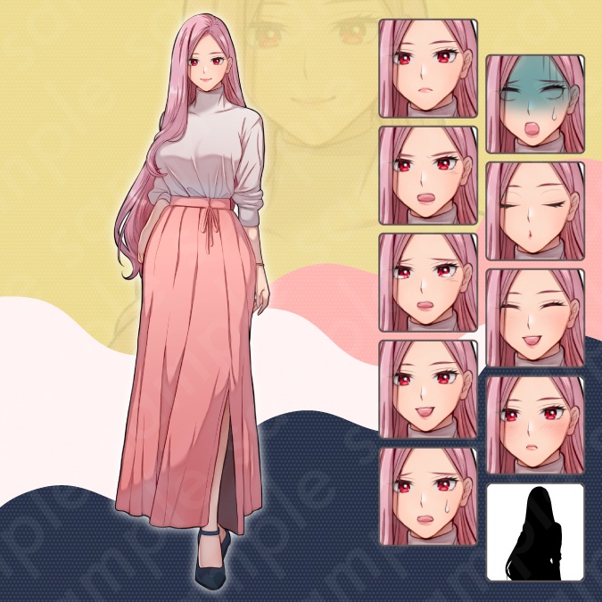 【立ち絵素材6人セット】私服姿などの10代〜20代・男性女性キャラクターイラスト・大学生・全身表情10種+α