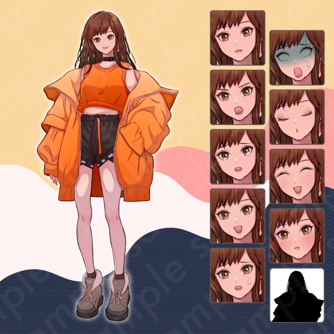 【立ち絵素材6人セット】私服姿などの10代〜20代・男性女性キャラクターイラスト・大学生・全身表情10種+α