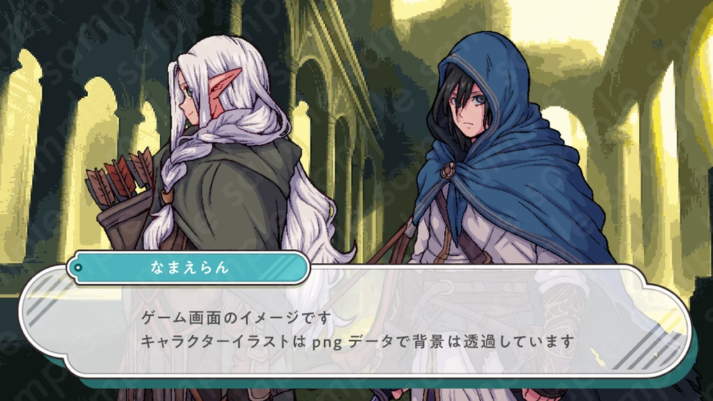 【ドット絵立ち絵素材】フードを被った黒髪のアサシン風男性キャラクターイラスト・ファンタジー・暗殺者・全身表情10種+α