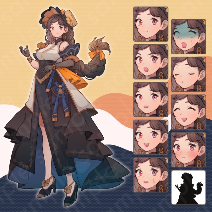 【立ち絵素材6人セット】商人・錬金術師・受付嬢・神父・シスター・マジシャン・バニーガール男女のキャラクターイラスト・ファンタジー・全身表情10種+α