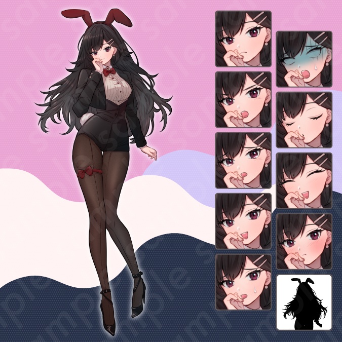 【立ち絵素材6人セット】商人・錬金術師・受付嬢・神父・シスター・マジシャン・バニーガール男女のキャラクターイラスト・ファンタジー・全身表情10種+α