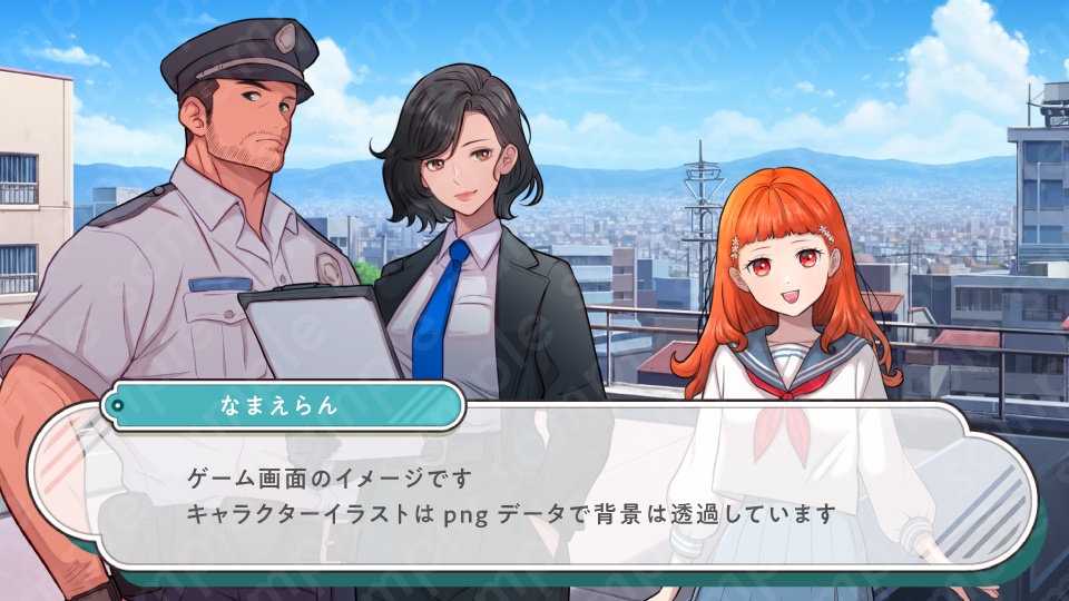 【立ち絵素材6人セット】医者・看護師・教師・警察・秘書・車掌男女のモブキャラクターイラスト・現代・全身表情5種+α