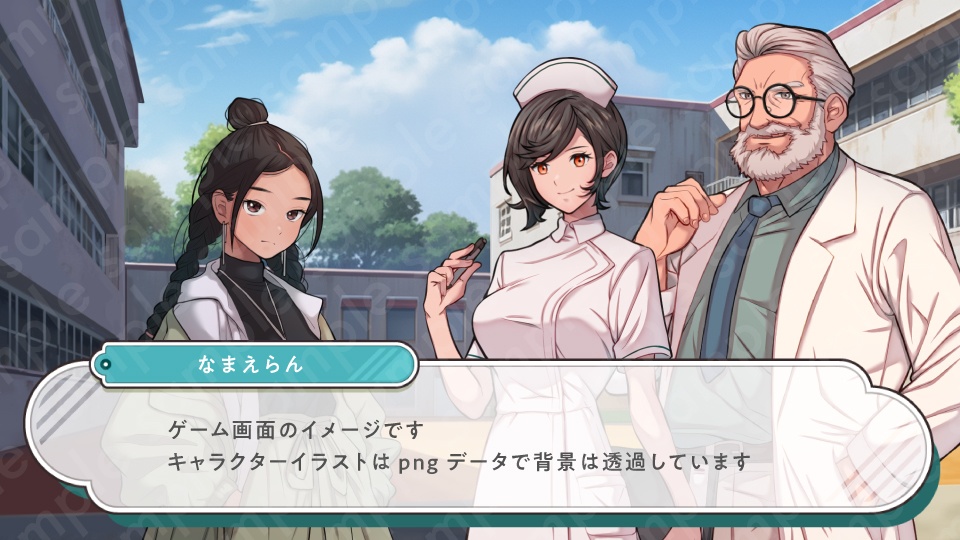 【立ち絵素材6人セット】医者・看護師・教師・警察・秘書・車掌男女のモブキャラクターイラスト・現代・全身表情5種+α