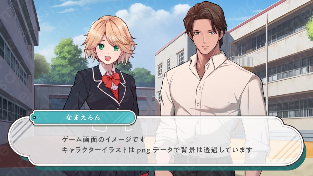 【立ち絵素材】元気で明るそうな雰囲気の金髪ショートヘアの女子高生イラスト・制服・私服・全身表情10種+α