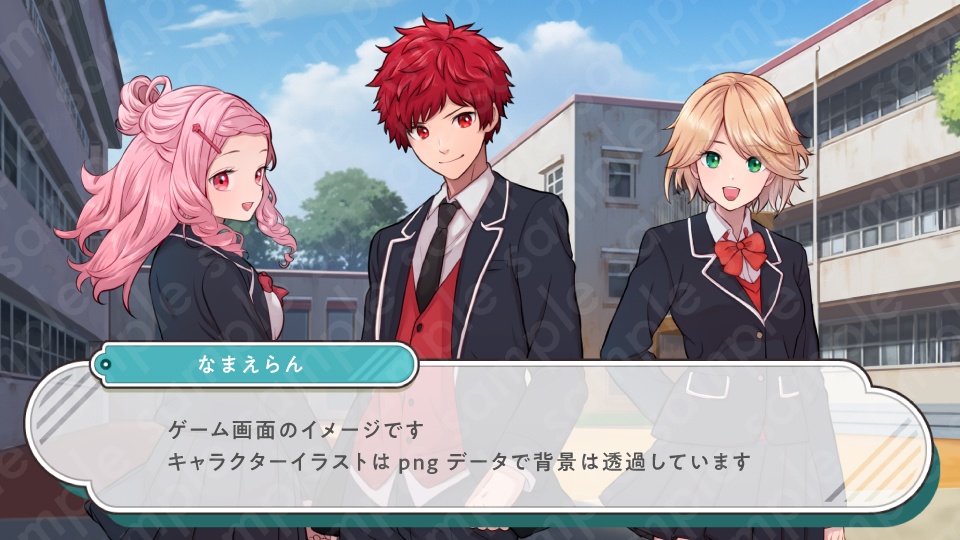 【立ち絵素材5人セット】ブレザーの制服を着た高校生キャラクターイラスト・男性・女性・全身表情10種+α