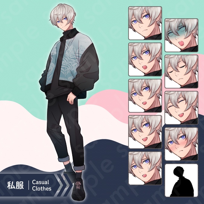 【立ち絵素材5人セット】私服姿の10代キャラクターイラスト・高校生・男性・女性・全身表情10種+α