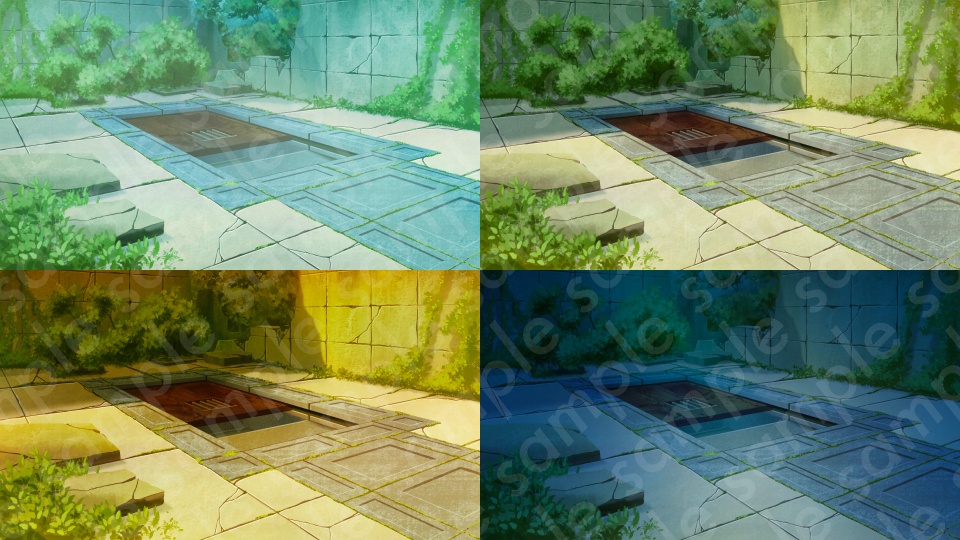 【背景素材4種セット】ファンタジーセットD・地下への階段・牢屋・待合室(アジト)・地下水路