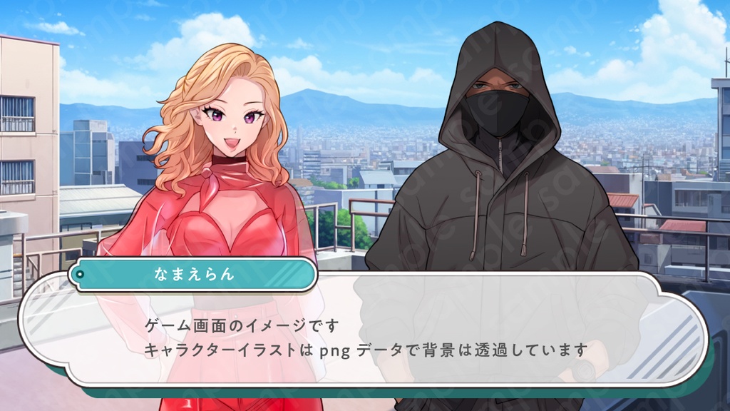 【立ち絵素材】セクシーな雰囲気の悪役風女性キャラクターイラスト・金髪赤服・現代・ファンタジー・怪盗・全身表情5種+α