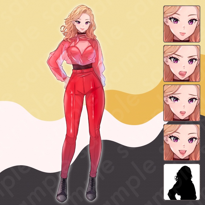 【立ち絵素材6人セット】悪役風男女のモブキャラクターイラスト・現代・スーツ・黒マスク・ドレス姿・全身表情5種+α