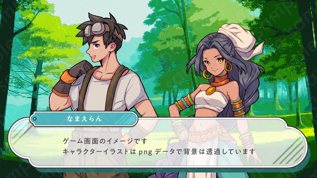 【ドット絵立ち絵素材】作業着を着た主人公系の茶髪男性キャラクターイラスト・ファンタジー・農民・牧場主・鍛冶師・全身表情10種+α