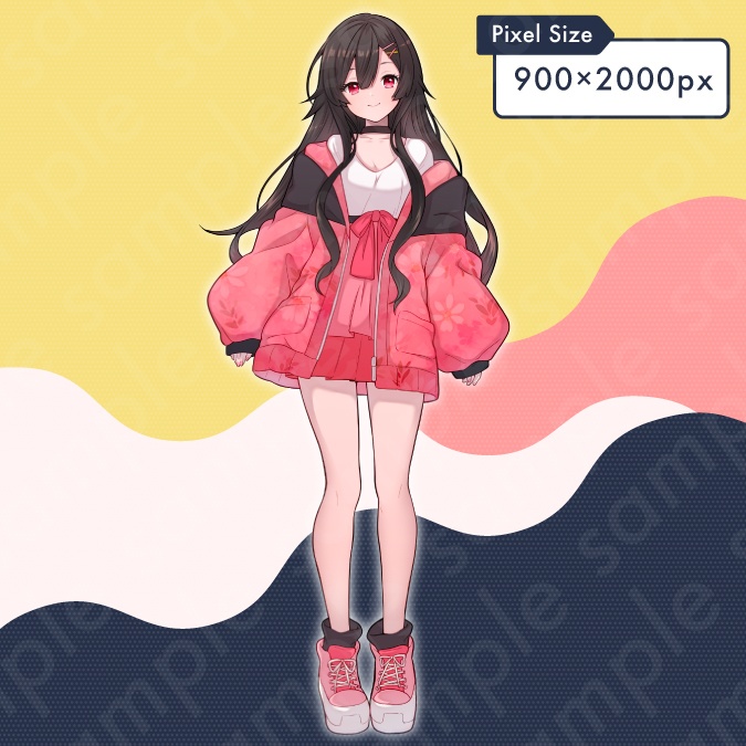 【立ち絵素材】愛らしい雰囲気のヒロイン系黒髪女性のイラスト・現代・10代・高校生・大学生・全身表情10種+α