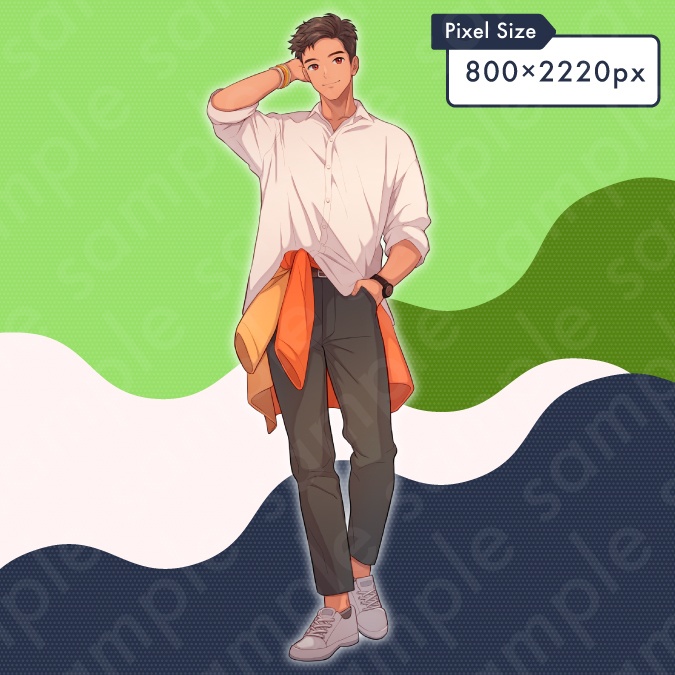 【立ち絵素材】優しそうな雰囲気の茶髪男性のイラスト・現代・20代・大学生・全身表情10種+α