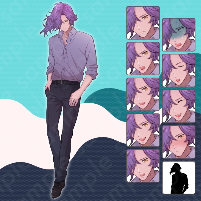 【立ち絵素材6人セット】私服姿などの10代〜20代・男性女性キャラクターイラストセットA・大学生・社会人・全身表情10種+α