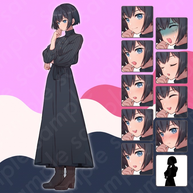 【立ち絵素材6人セット】私服姿などの10代〜20代・男性女性キャラクターイラストセットA・大学生・社会人・全身表情10種+α