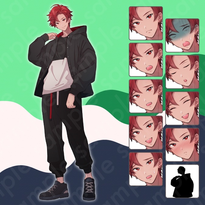 【立ち絵素材6人セット】私服姿などの10代〜20代・男性女性キャラクターイラストセットA・大学生・社会人・全身表情10種+α