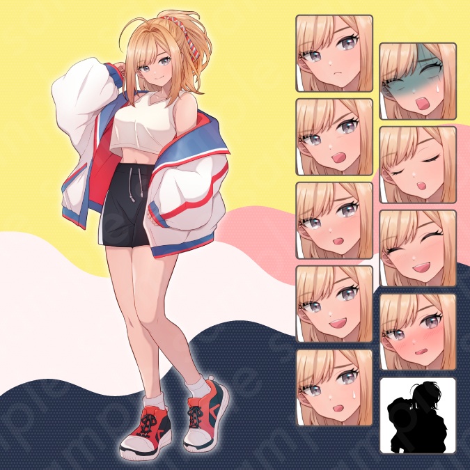 【立ち絵素材3人セット】私服姿などの10代〜20代・男性女性キャラクターイラストセットB・高校生・大学生・全身表情10種+α