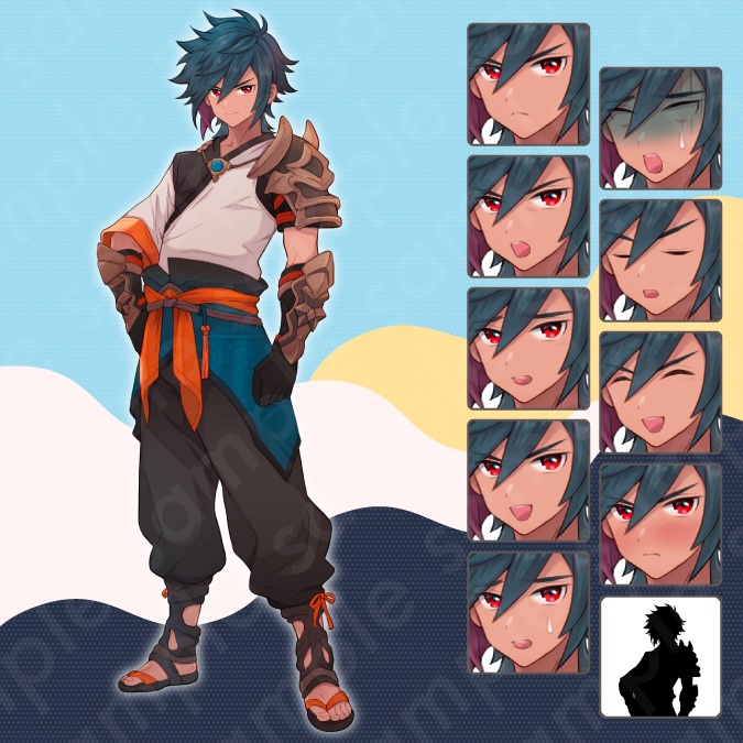 【立ち絵素材3人セット】冒険者・剣士・聖女風男女のキャラクターイラスト・ファンタジー・全身表情10種+α