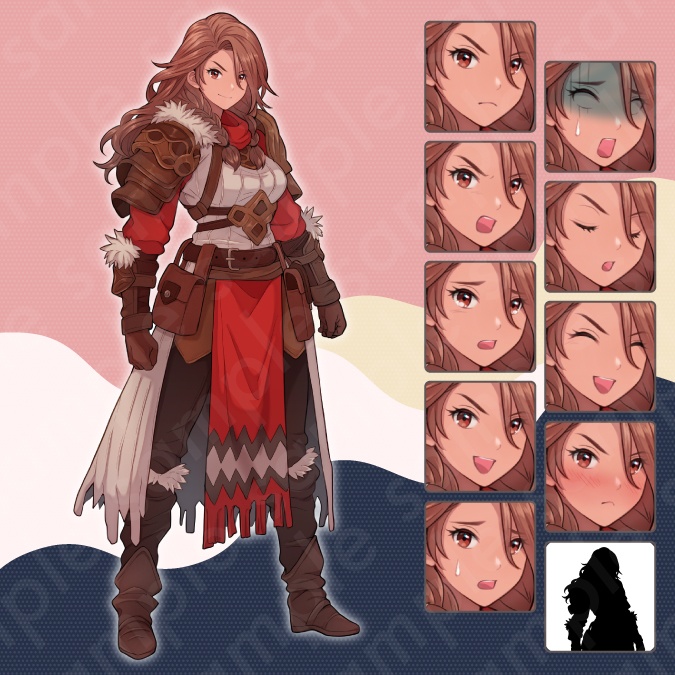 【立ち絵素材3人セット】冒険者・剣士・聖女風男女のキャラクターイラスト・ファンタジー・全身表情10種+α