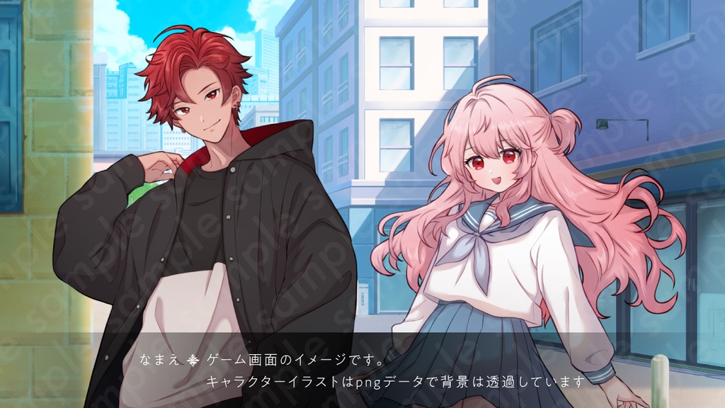 【立ち絵素材】大きなリボンが特徴のピンク系魔法少女・セーラー服を着た女子中学生のイラスト・現代・ファンタジー・全身表情11種+α