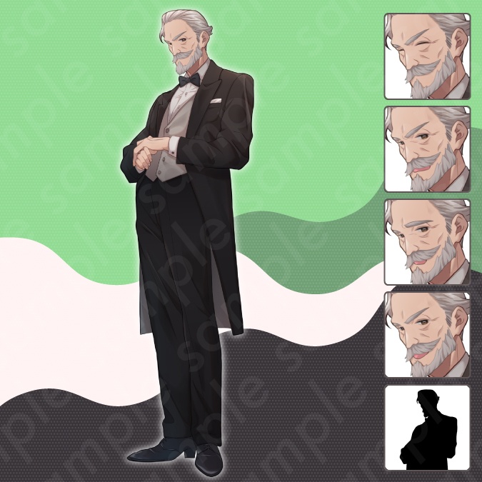 【立ち絵素材5人セット】怪しげな少年少女・魔女・吸血鬼・執事・男女のキャラクターイラスト・ファンタジー・表情差分あり