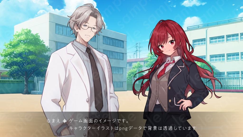 【立ち絵素材】白衣を着た眼鏡姿の白髪男性モブキャライラスト・現代・医者・研究員・保健の先生・全身表情5種+α