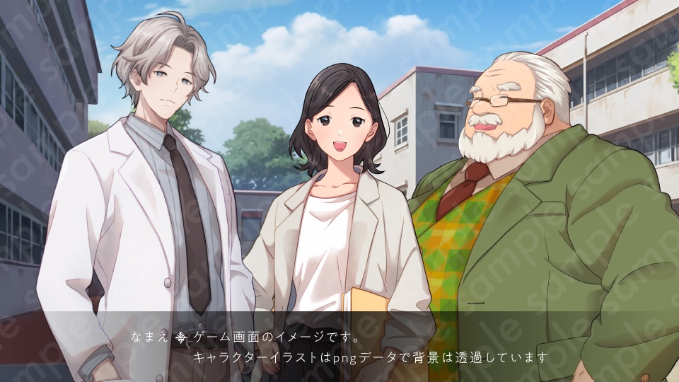 【立ち絵素材6人セット】教員風男女のモブキャラクターイラスト・現代・体育教師・保健の先生・校長・教頭・スーツ姿・全身表情5種+α