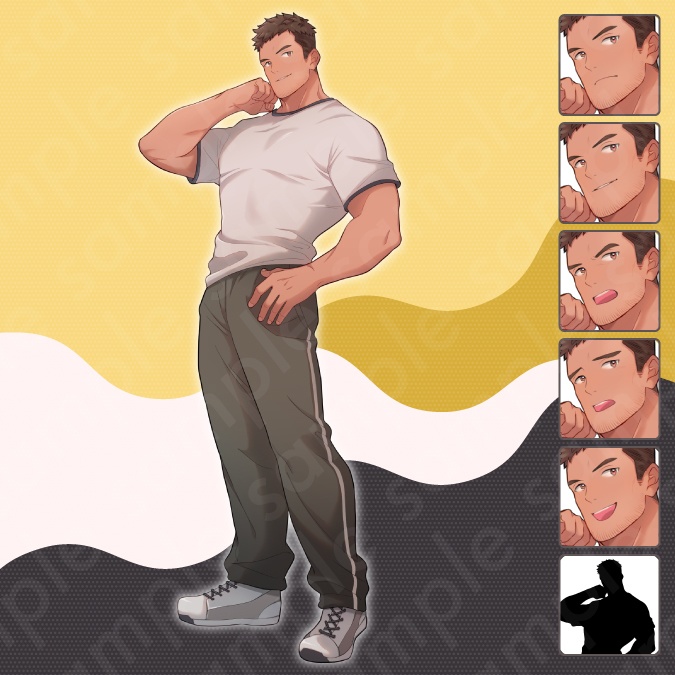 【立ち絵素材6人セット】教員風男女のモブキャラクターイラスト・現代・体育教師・保健の先生・校長・教頭・スーツ姿・全身表情5種+α