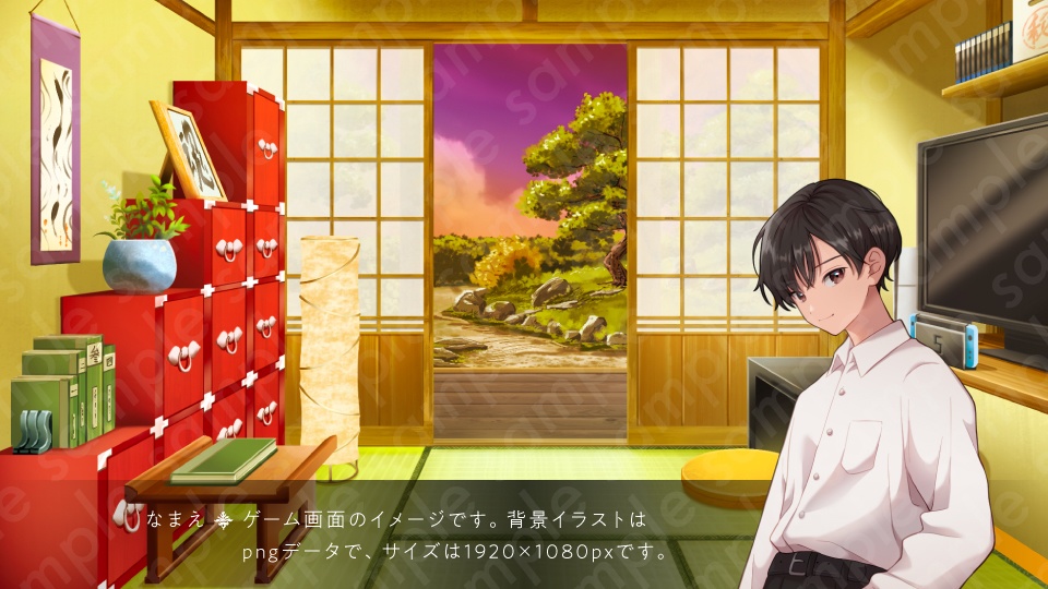 【背景素材】Vtuber配信部屋などに使える和室部屋のイラスト・コメント置き場付き・PSD付き・差分4種+α【朝・昼・夕・夜】