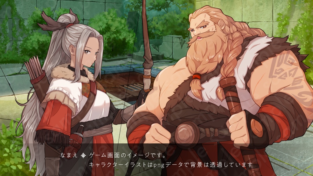 【立ち絵素材】ハンマーを持ったガタイの良い戦士風男性のイラスト・ファンタジー系・ドワーフ・ウォーリア・冒険者・全身表情5種+α