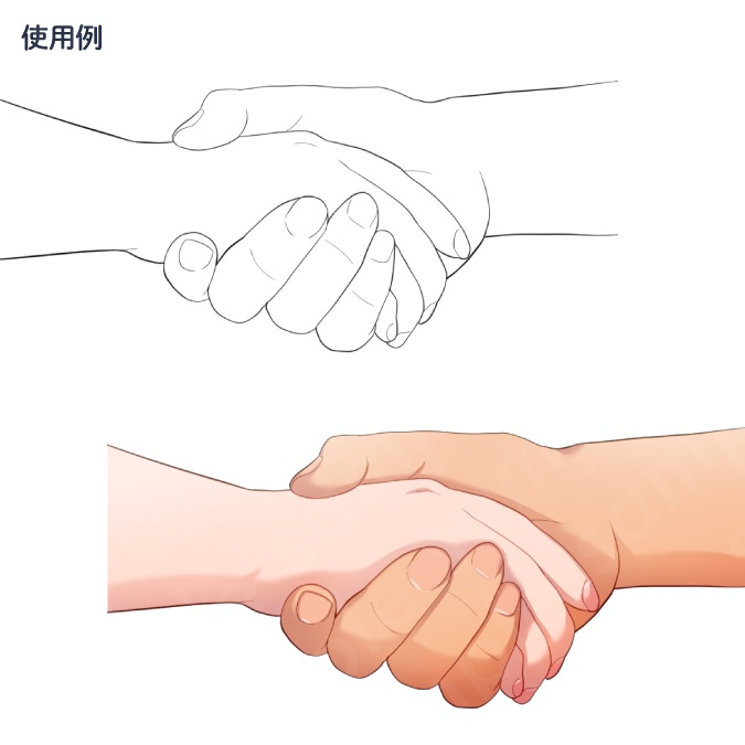 【トレース・参考・加工OK】手の線画ポーズ集:50種類/握手・握る・物を渡す手など【男女のポーズセットNo.2】