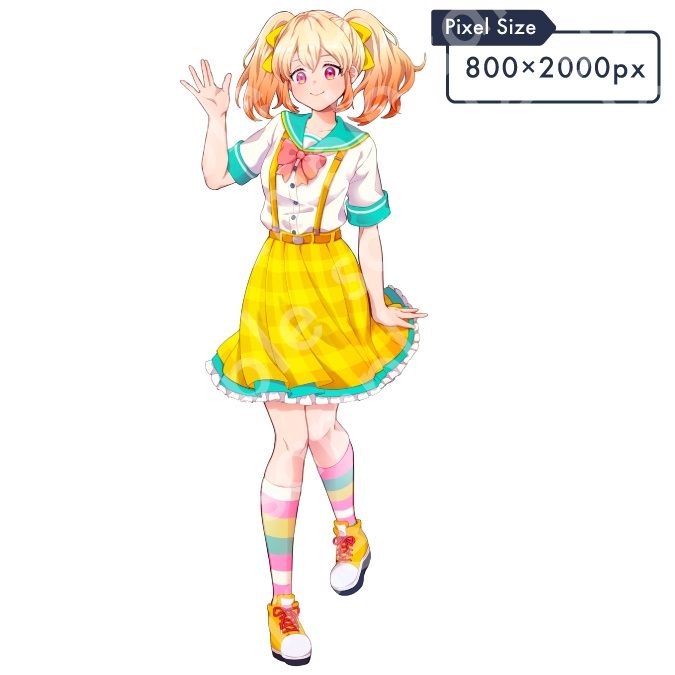 【1点限定:立ち絵素材】明るい雰囲気の金髪ツインテールの女子中学生のイラスト・セーラー服・10代・全身表情11種+α