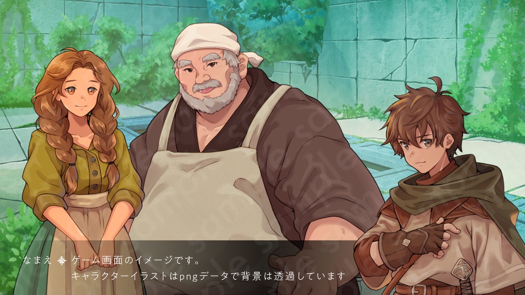 【立ち絵素材】村の店主キャラクター・白髪&白髭・大柄・エプロン姿・表情6種+α