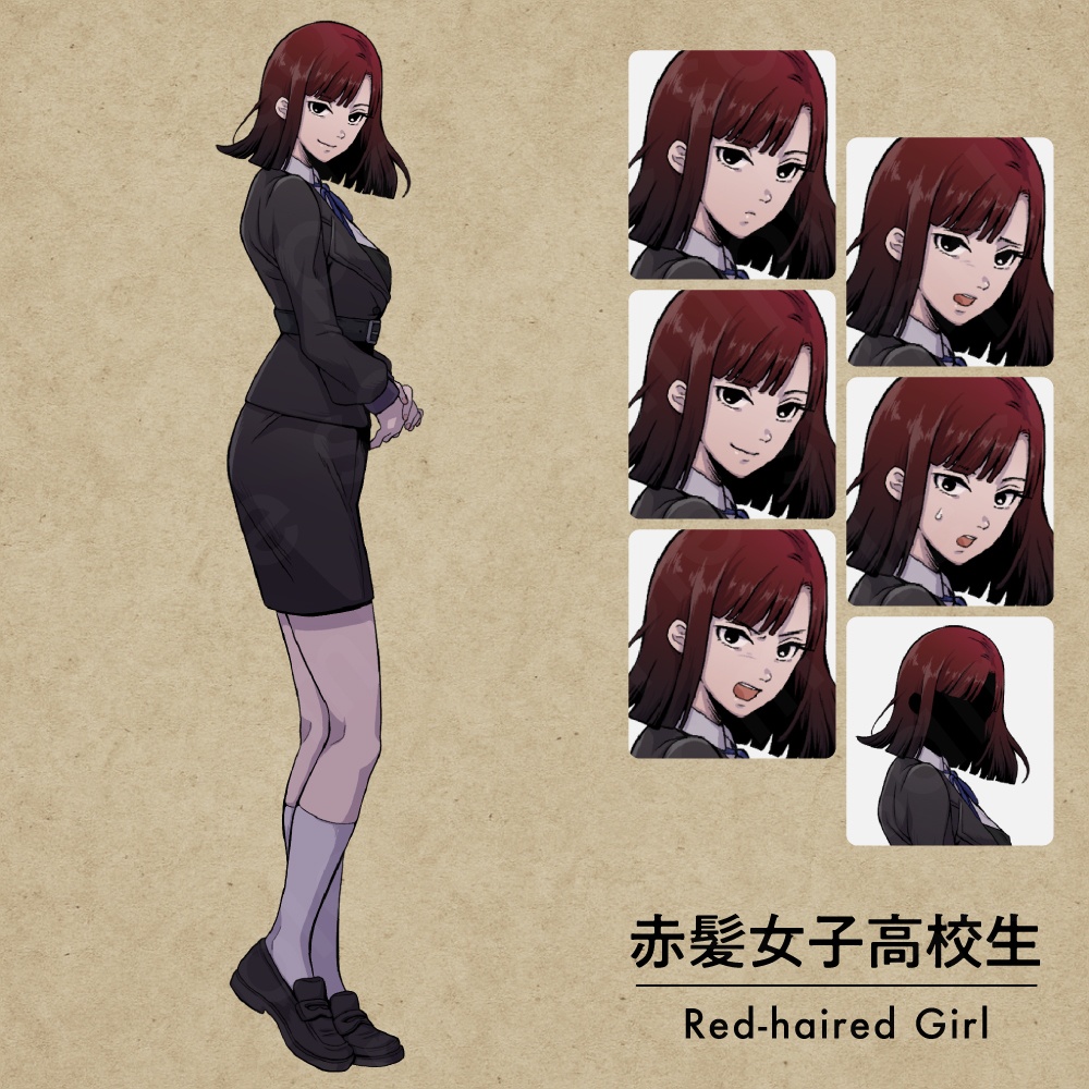 【ペン画立ち絵素材】学園ダークキャラクターVol.1|ミステリー・異能力・事件系に使える高校生&教師キャラ5体(表情差分あり)