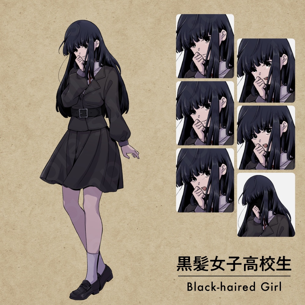 【ペン画立ち絵素材】学園ダークキャラクターVol.1|ミステリー・異能力・事件系に使える高校生&教師キャラ5体(表情差分あり)