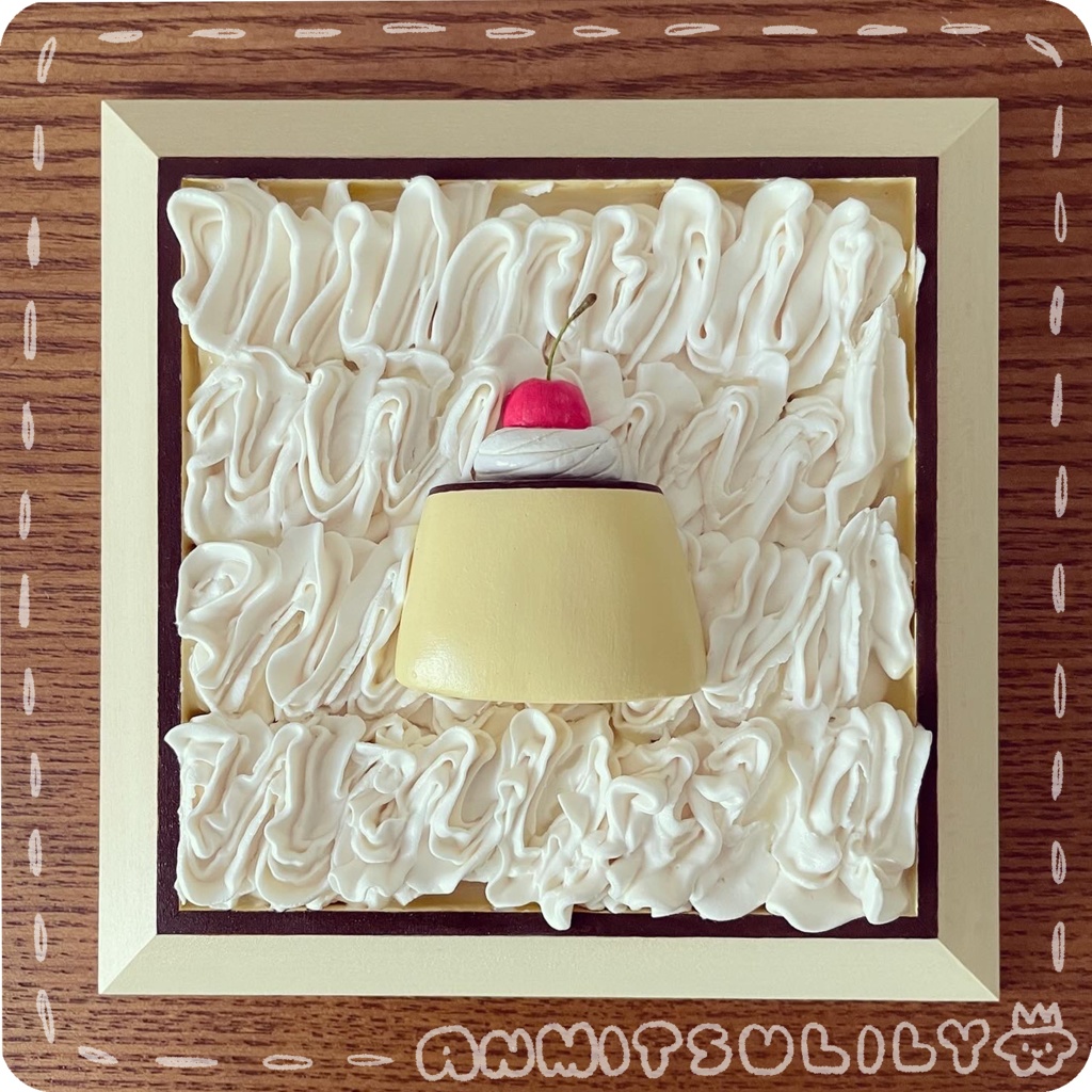 【一点物アート】ホイップレトロdeカスタードプディング🍒