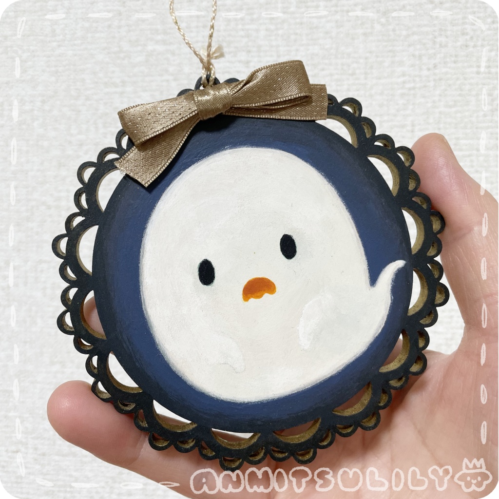 【一点物アート】まんまるおばけオーナメント