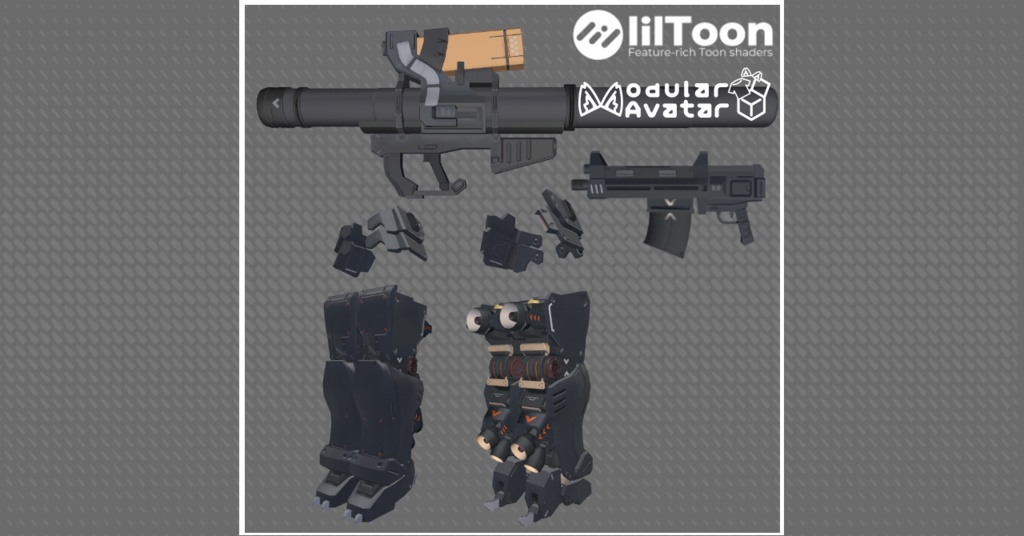 【3Dモデル】脚部パーツ/武器セット01