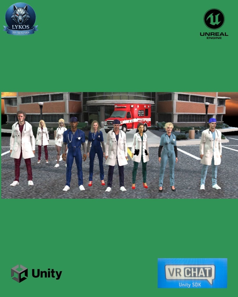 🏥💎 LYKOS MEDICAL ELITE TEAM Luxury Hospital Avatars Pack — Premium Edition  🎮 Unreal Engine | Unity | VRChat