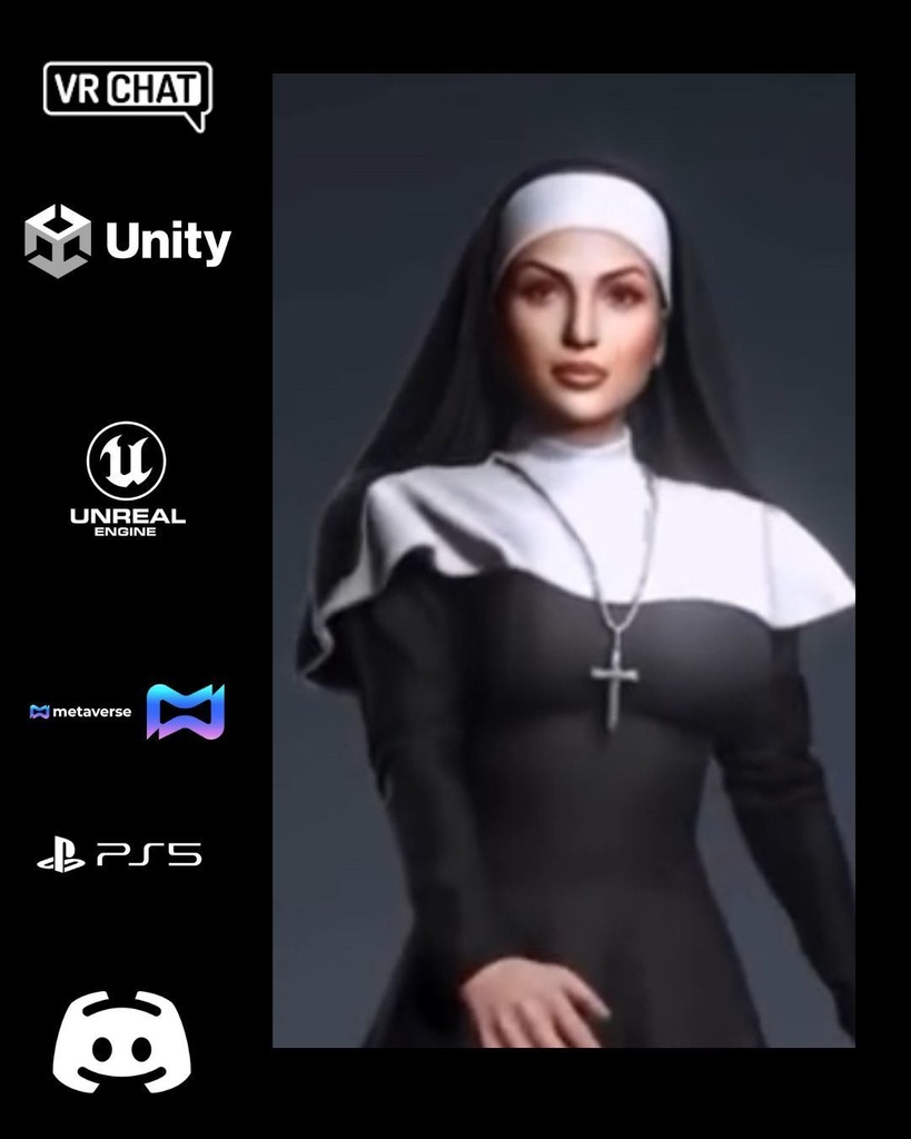 ✝️💪 Sister Valeria — Elite Fitness Nun (Premium Female Avatar)  🎮 VRChat | Unity | Unreal Engine | Metaverse Ready