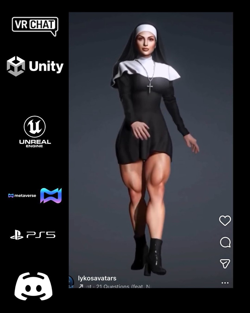 ✝️💪 Sister Valeria — Elite Fitness Nun (Premium Female Avatar) 🎮 VRChat | Unity | Unreal Engine | Metaverse Ready