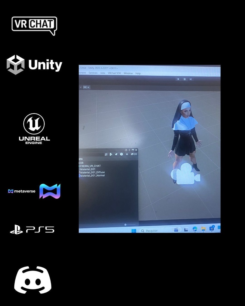 ✝️💪 Sister Valeria — Elite Fitness Nun (Premium Female Avatar) 🎮 VRChat | Unity | Unreal Engine | Metaverse Ready